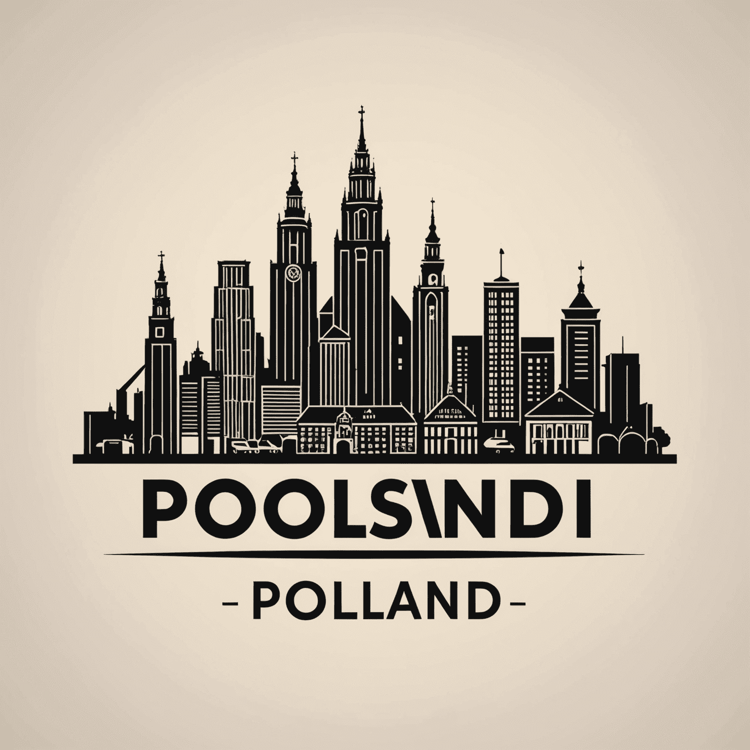 Logo Cities of Poland przedstawiające zarys panoramy polskiego miasta z charakterystycznymi zabytkami