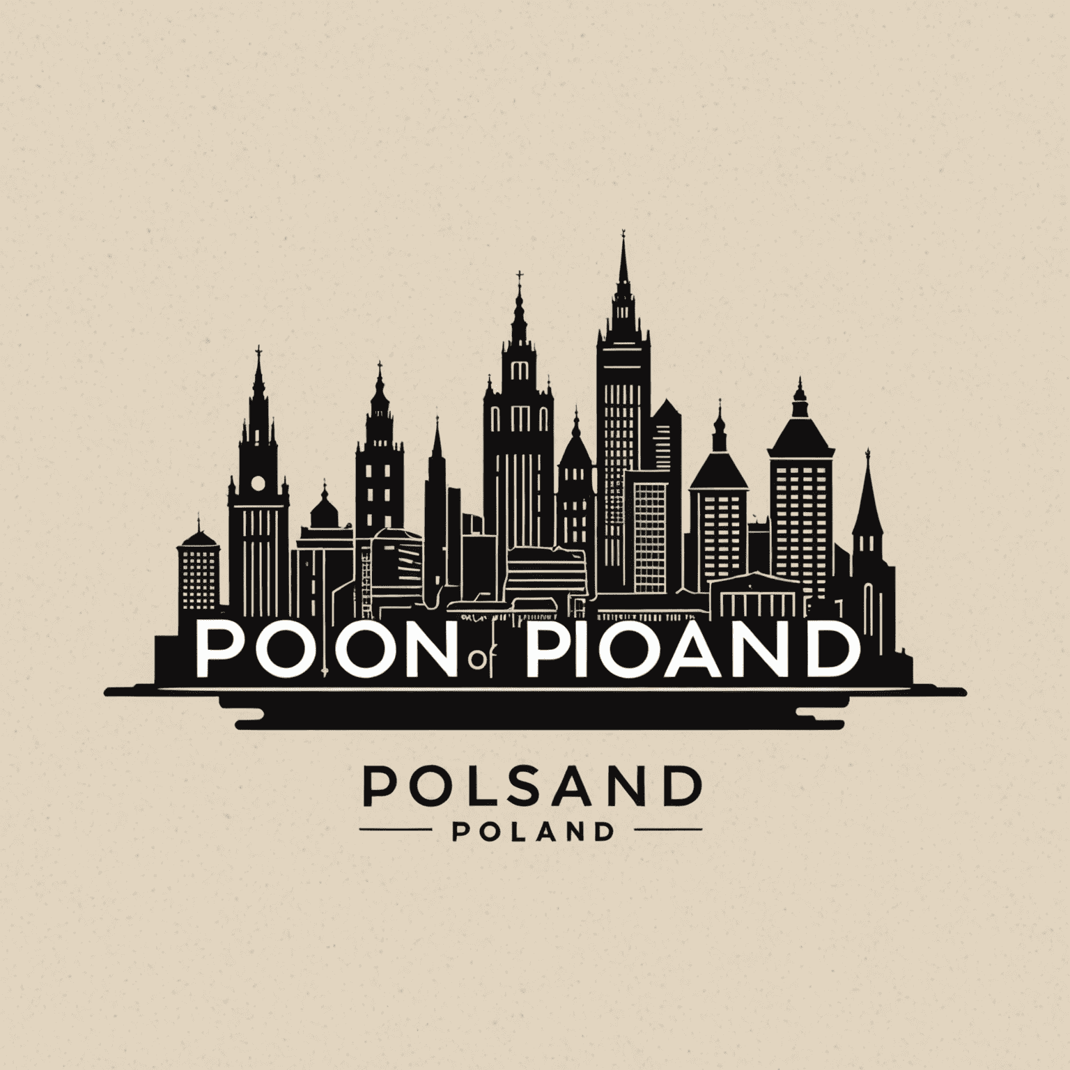 Logo Cities of Poland przedstawiające zarys panoramy polskiego miasta z charakterystycznymi zabytkami