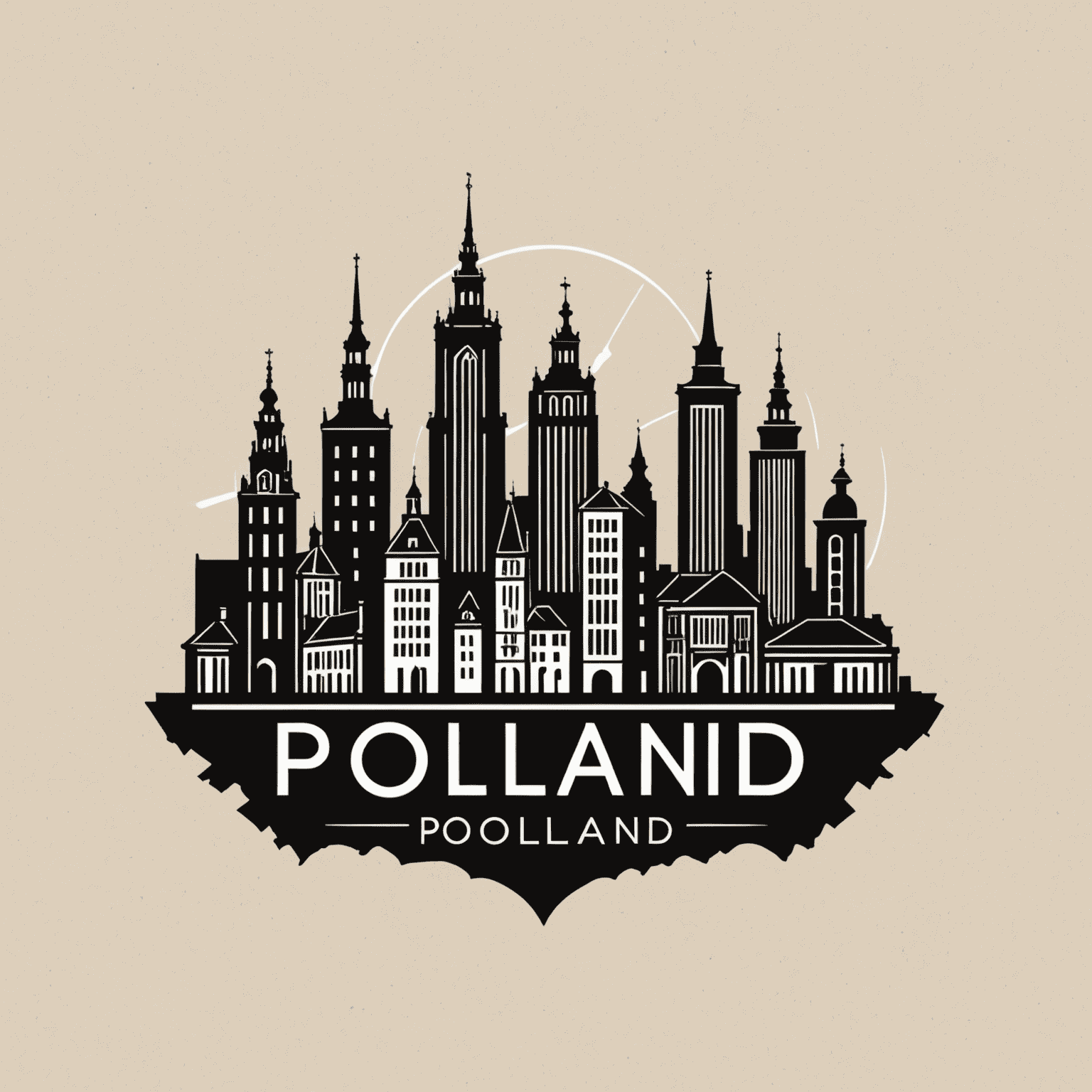 Logo Cities of Poland przedstawiające zarys panoramy polskiego miasta z charakterystycznymi zabytkami