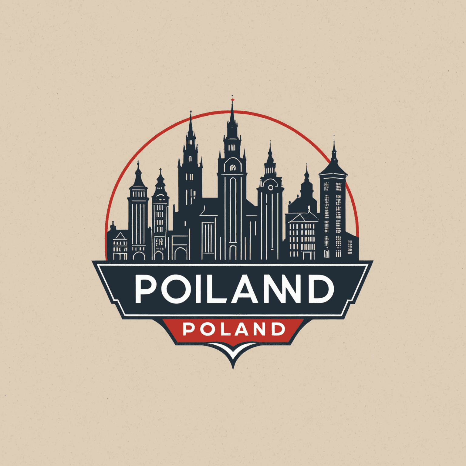 Logo Cities of Poland przedstawiające zarys panoramy polskiego miasta z charakterystycznymi zabytkami