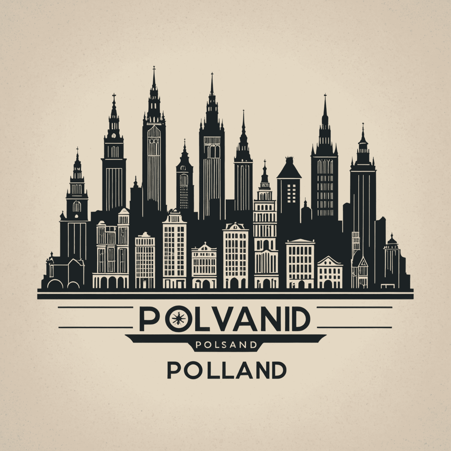 Logo Cities of Poland przedstawiające zarys panoramy polskiego miasta z charakterystycznymi zabytkami