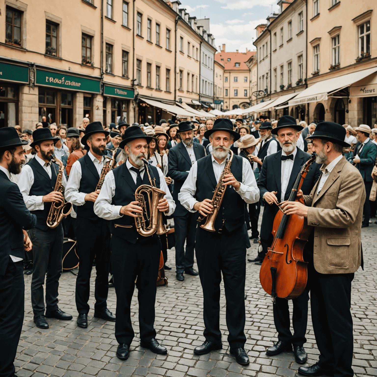 Festiwal Kultury Żydowskiej w Krakowie - tłum ludzi przed sceną z muzykami klezmerskimi